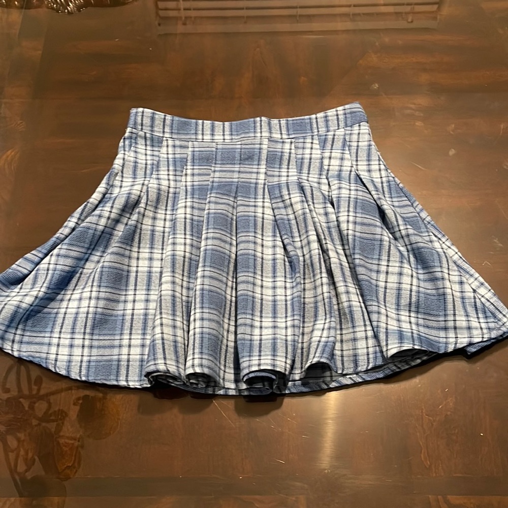 SHEIN Pleated plaid blue skirt size S